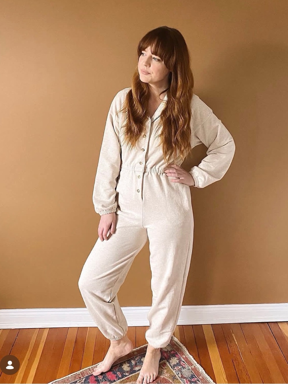 Everyday Button-Front Jumpsuit in Oatmeal
